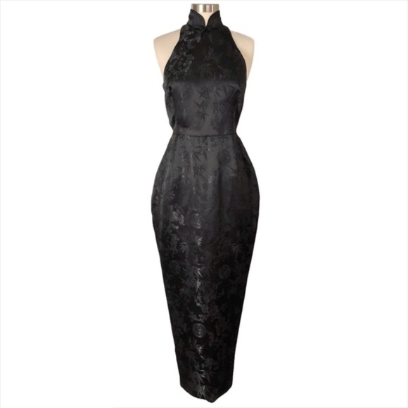 ✨sold✨ sau lee • jill chinese jacquard cheongsam high neck midi pencil dress - Picture 10 of 10